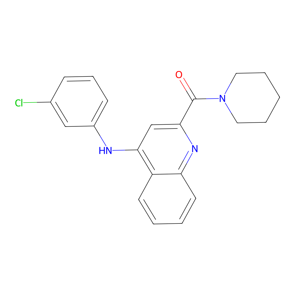 N-(3-chlorophenyl)-2-(piperidine-1-carbonyl)quinolin-4-amine molecular structure, CAS 1226427-31-1