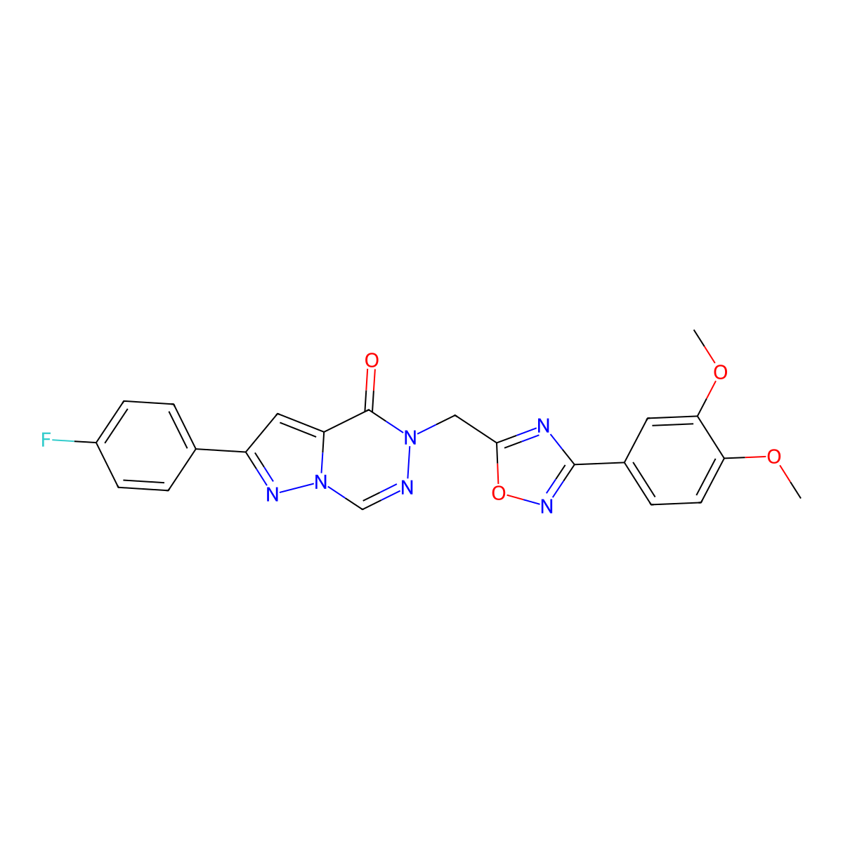 1-((3-(3,4-Dimethoxyphenyl)-1,2,4-oxadiazol-5-yl)methyl)-8-(4-fluorophenyl)pyrazolo[1,5-d][1,2,4]triazinone molecular structure, CAS 1226427-32-2