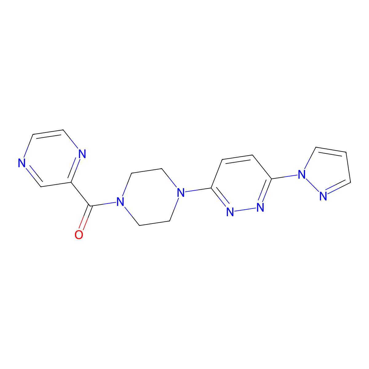 (4-(6-(1H-pyrazol-1-yl)pyridazin-3-yl)piperazin-1-yl)(pyrazin-2-yl)methanone molecular structure, CAS 1226427-36-6