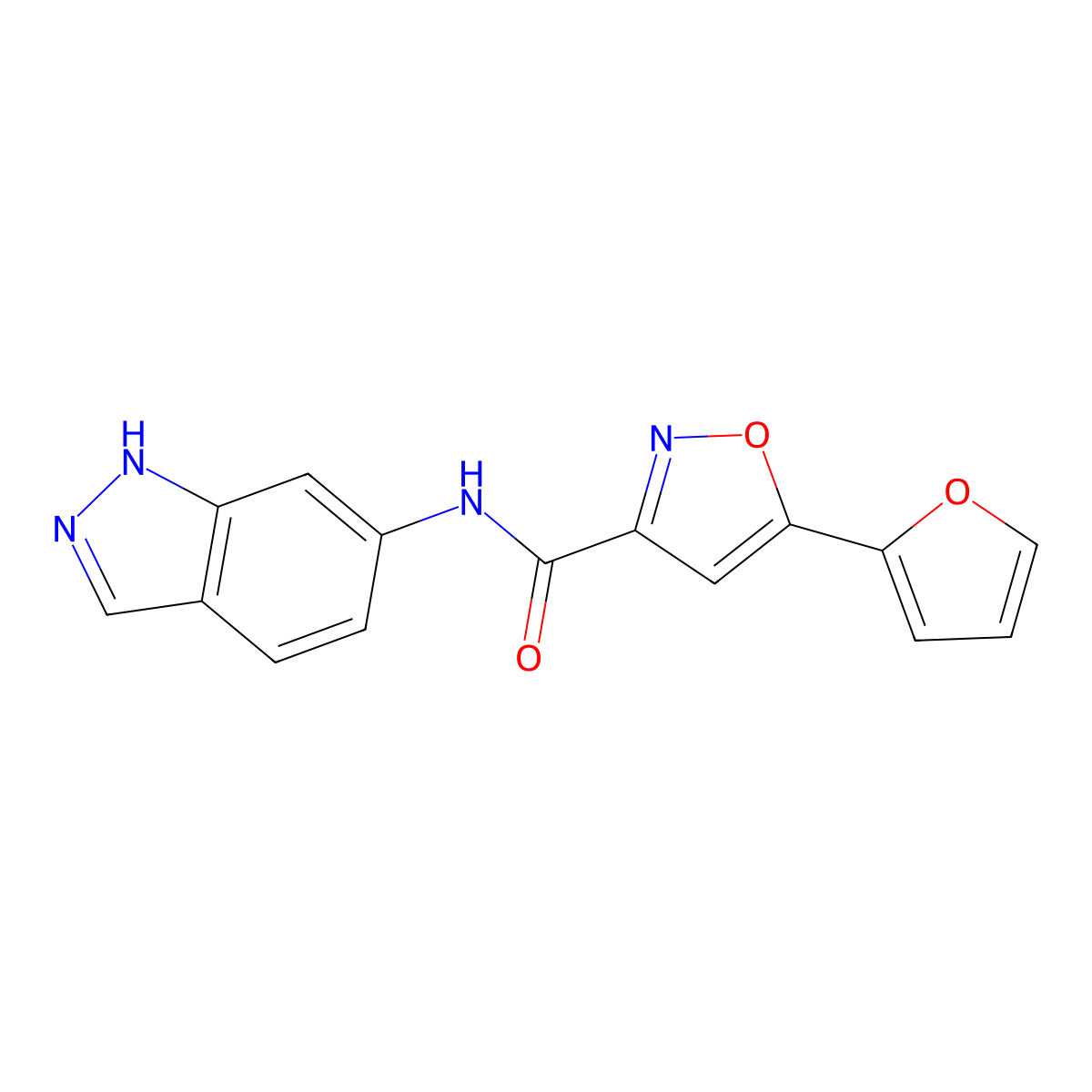 5-(furan-2-yl)-N-(1H-indazol-6-yl)isoxazole-3-carboxamide molecular structure, CAS 1226427-38-8
