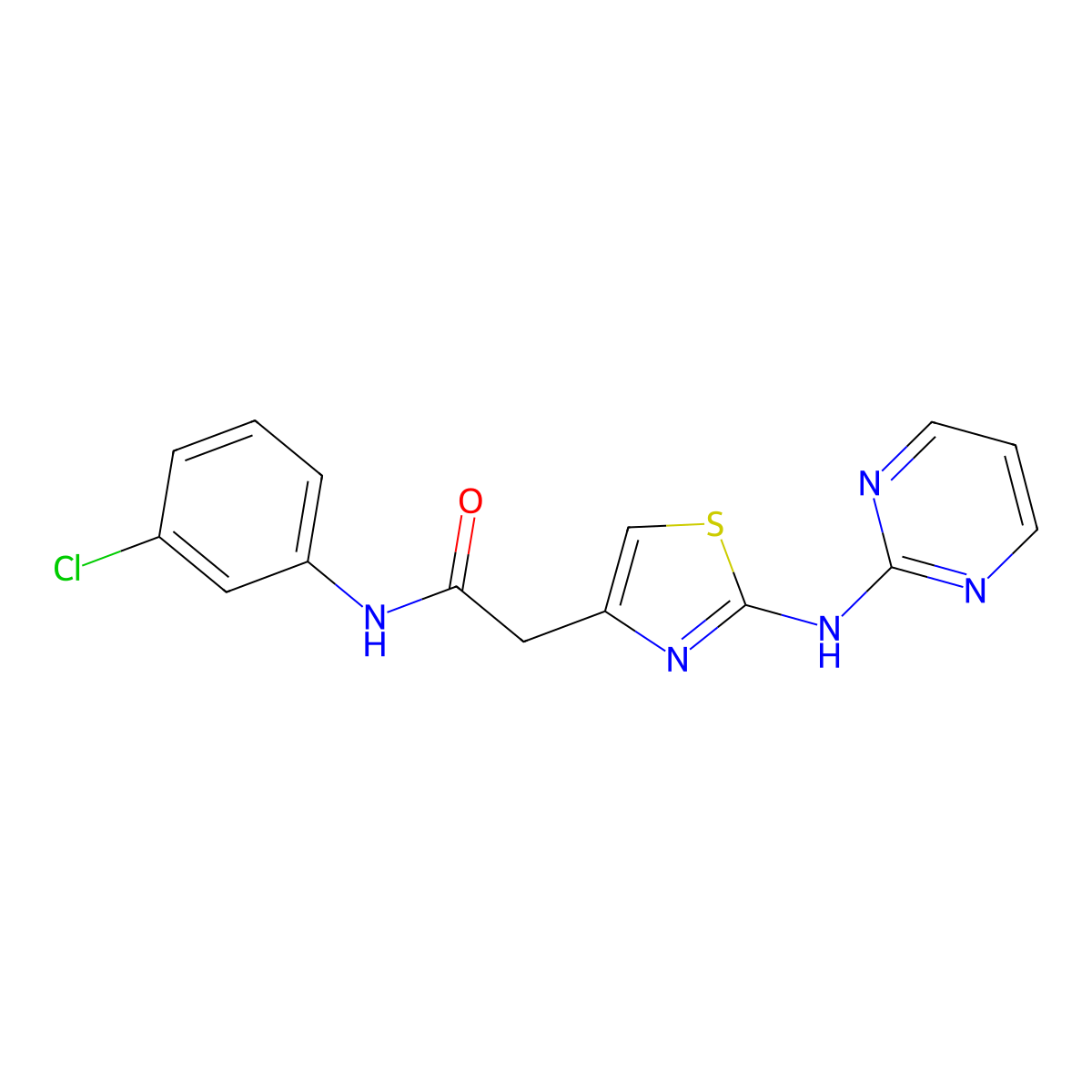 N-(3-chlorophenyl)-2-(2-(pyrimidin-2-ylamino)thiazol-4-yl)acetamide molecular structure, CAS 1226427-44-6