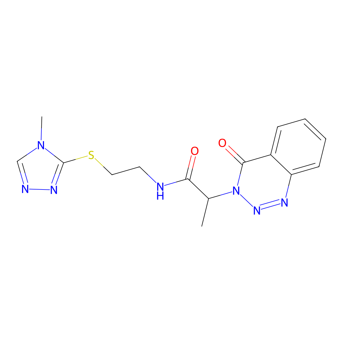 N-(2-((4-methyl-4H-1,2,4-triazol-3-yl)thio)ethyl)-2-(4-oxobenzo[d][1,2,3]triazin-3(4H)-yl)propanamide molecular structure, CAS 1226427-54-8