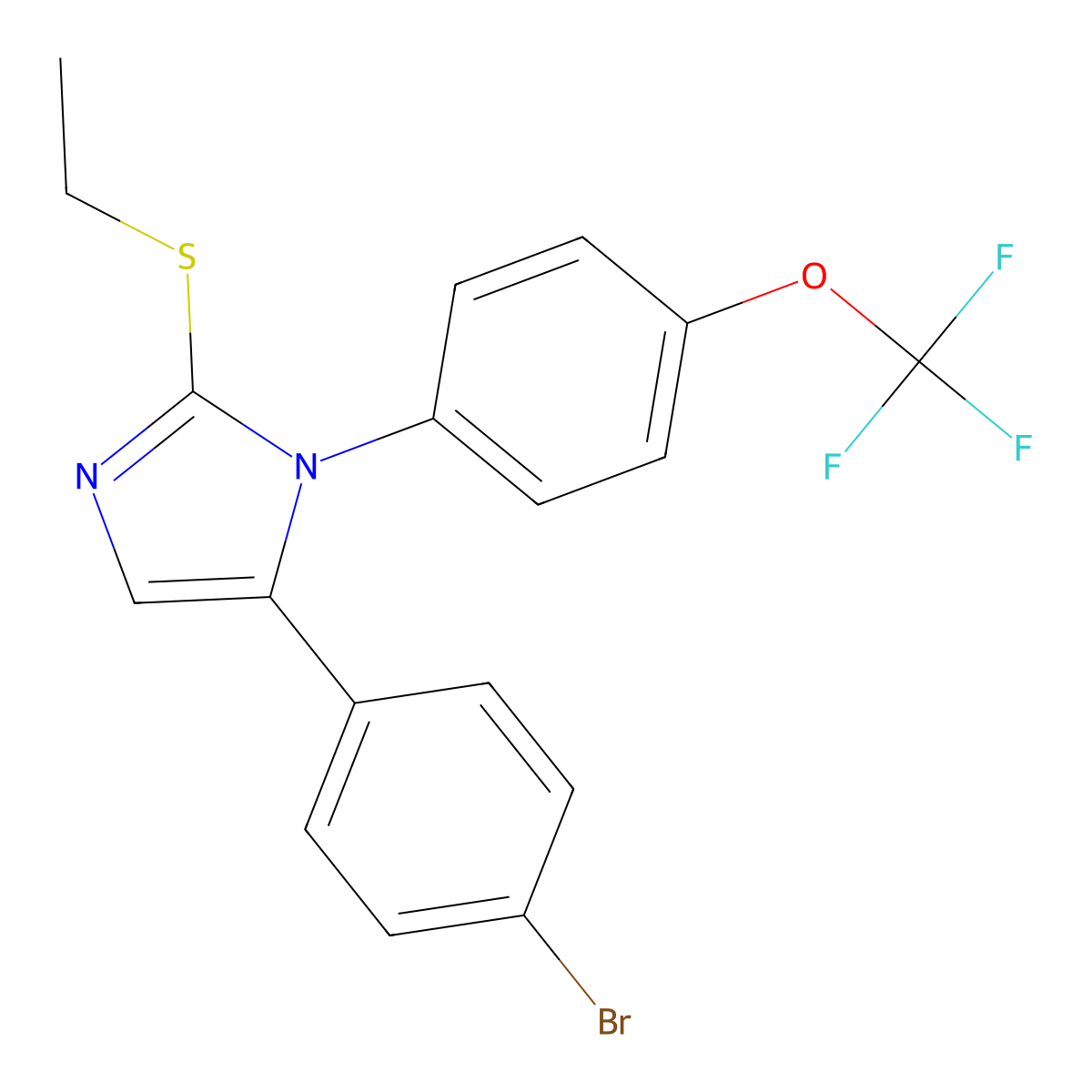 5-(4-bromophenyl)-2-(ethylthio)-1-(4-(trifluoromethoxy)phenyl)-1H-imidazole molecular structure, CAS 1226427-57-1