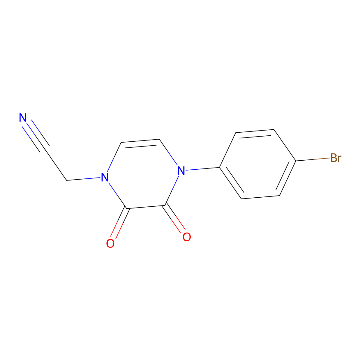 2-(4-(4-bromophenyl)-2,3-dioxo-3,4-dihydropyrazin-1(2H)-yl)acetonitrile molecular structure, CAS 1226427-58-2