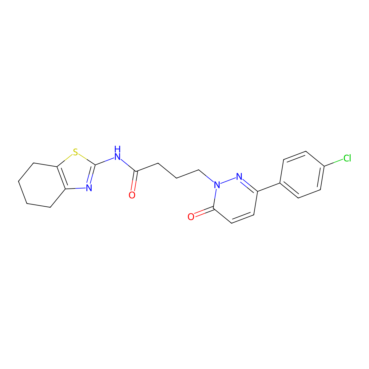 4-(3-(4-chlorophenyl)-6-oxopyridazin-1(6H)-yl)-N-(4,5,6,7-tetrahydrobenzo[d]thiazol-2-yl)butanamide molecular structure, CAS 1226427-59-3