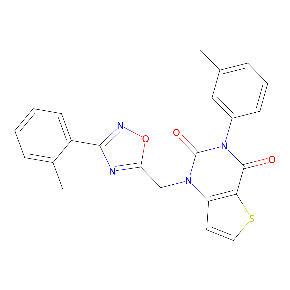 3-(3-methylphenyl)-1-{[3-(2-methylphenyl)-1,2,4-oxadiazol-5-yl]methyl}-1H,2H,3H,4H-thieno[3,2-d]pyrimidine-2,4-dione molecular structure, CAS 1226427-69-5