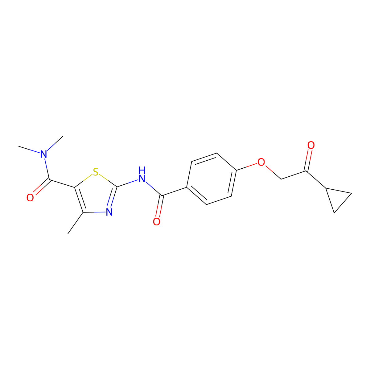 2-[4-(2-cyclopropyl-2-oxoethoxy)benzamido]-N,N,4-trimethyl-1,3-thiazole-5-carboxamide molecular structure, CAS 1226427-71-9