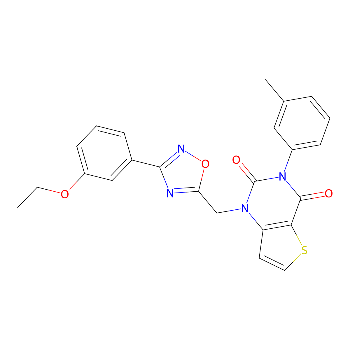 1-{[3-(3-ethoxyphenyl)-1,2,4-oxadiazol-5-yl]methyl}-3-(3-methylphenyl)-1H,2H,3H,4H-thieno[3,2-d]pyrimidine-2,4-dione molecular structure, CAS 1226427-84-4
