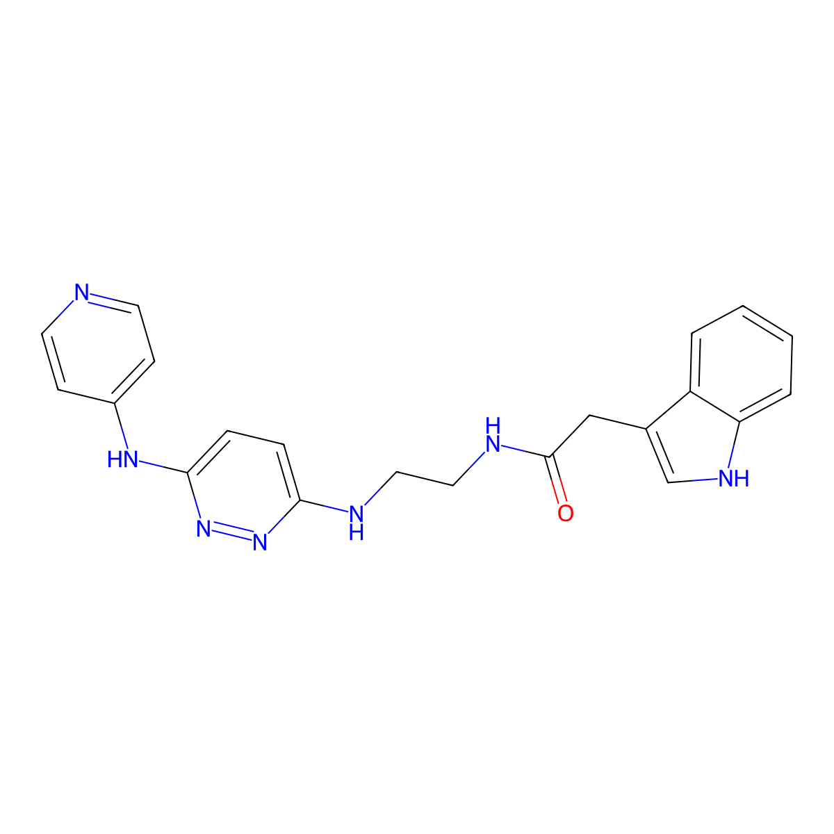 2-(1H-indol-3-yl)-N-(2-((6-(pyridin-4-ylamino)pyridazin-3-yl)amino)ethyl)acetamide molecular structure, CAS 1226427-85-5
