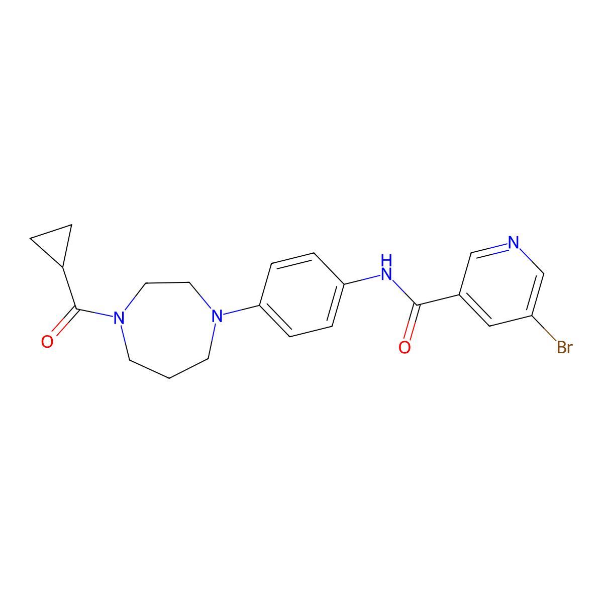 5-bromo-N-(4-(4-(cyclopropanecarbonyl)-1,4-diazepan-1-yl)phenyl)nicotinamide molecular structure, CAS 1226427-87-7