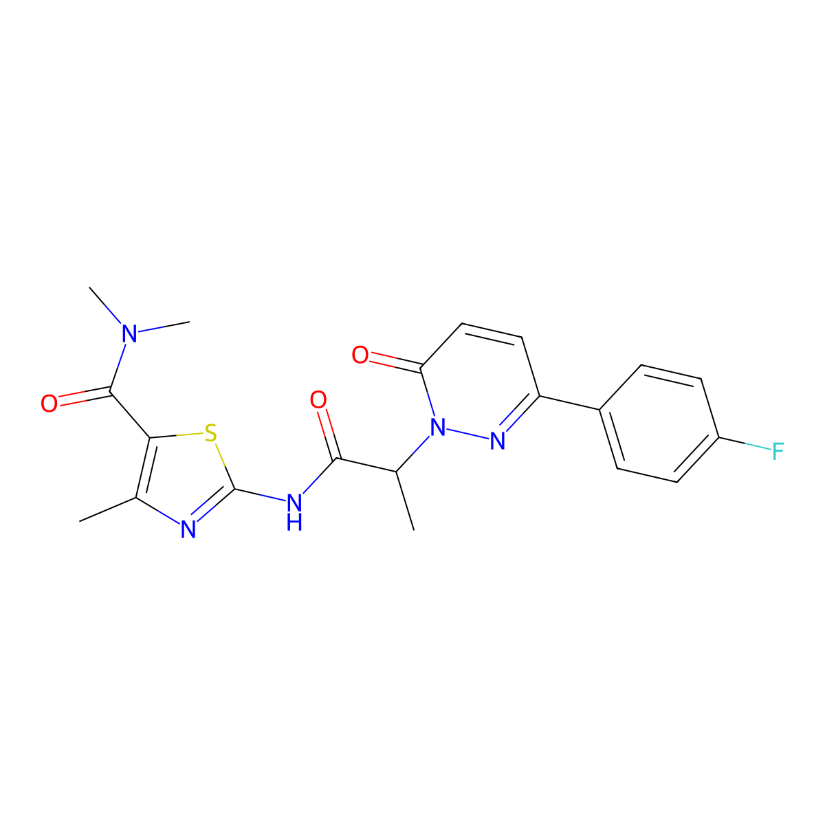 2-(2-(3-(4-fluorophenyl)-6-oxopyridazin-1(6H)-yl)propanamido)-N,N,4-trimethylthiazole-5-carboxamide molecular structure, CAS 1226427-92-4