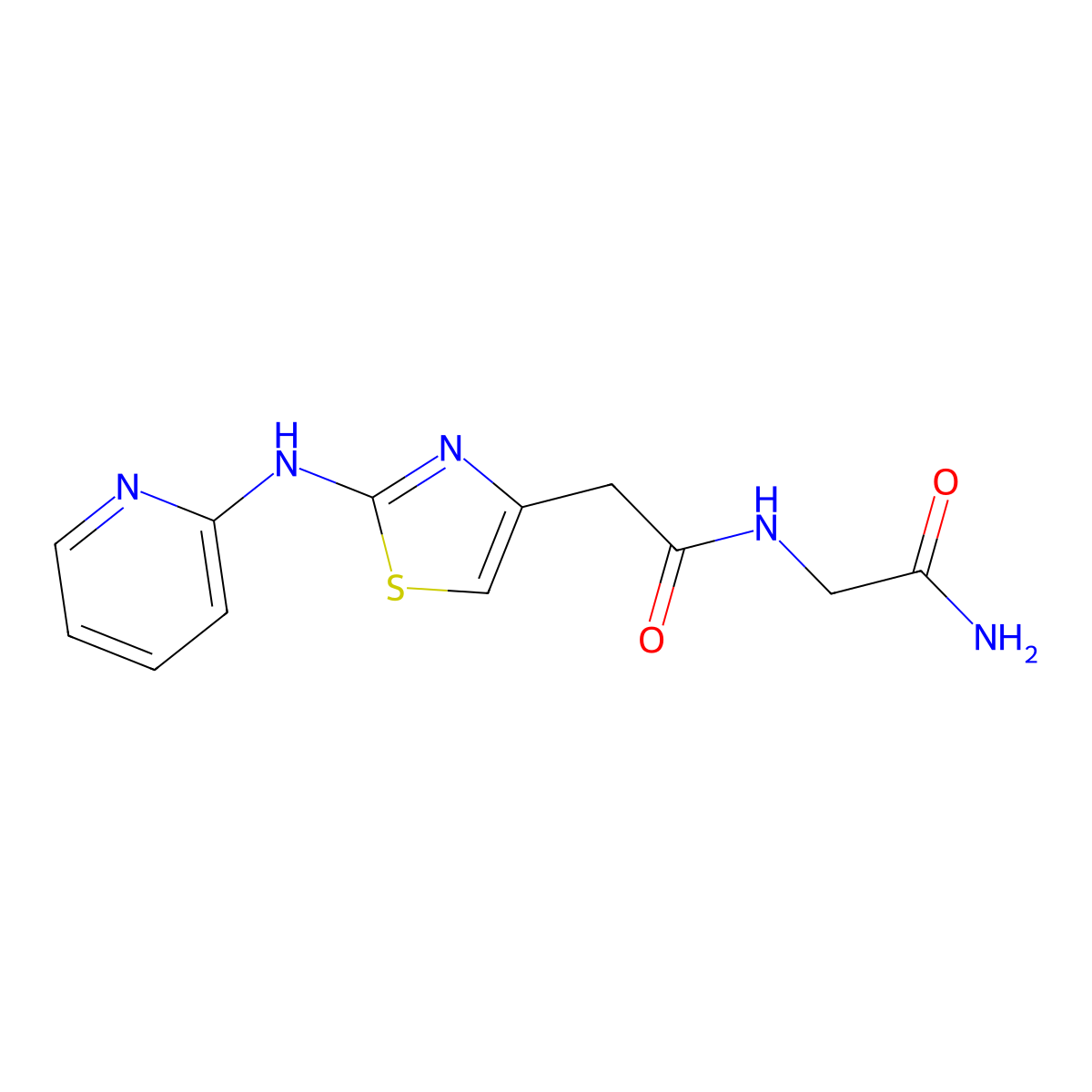 N-(2-amino-2-oxoethyl)-2-(2-(pyridin-2-ylamino)thiazol-4-yl)acetamide molecular structure, CAS 1226427-94-6