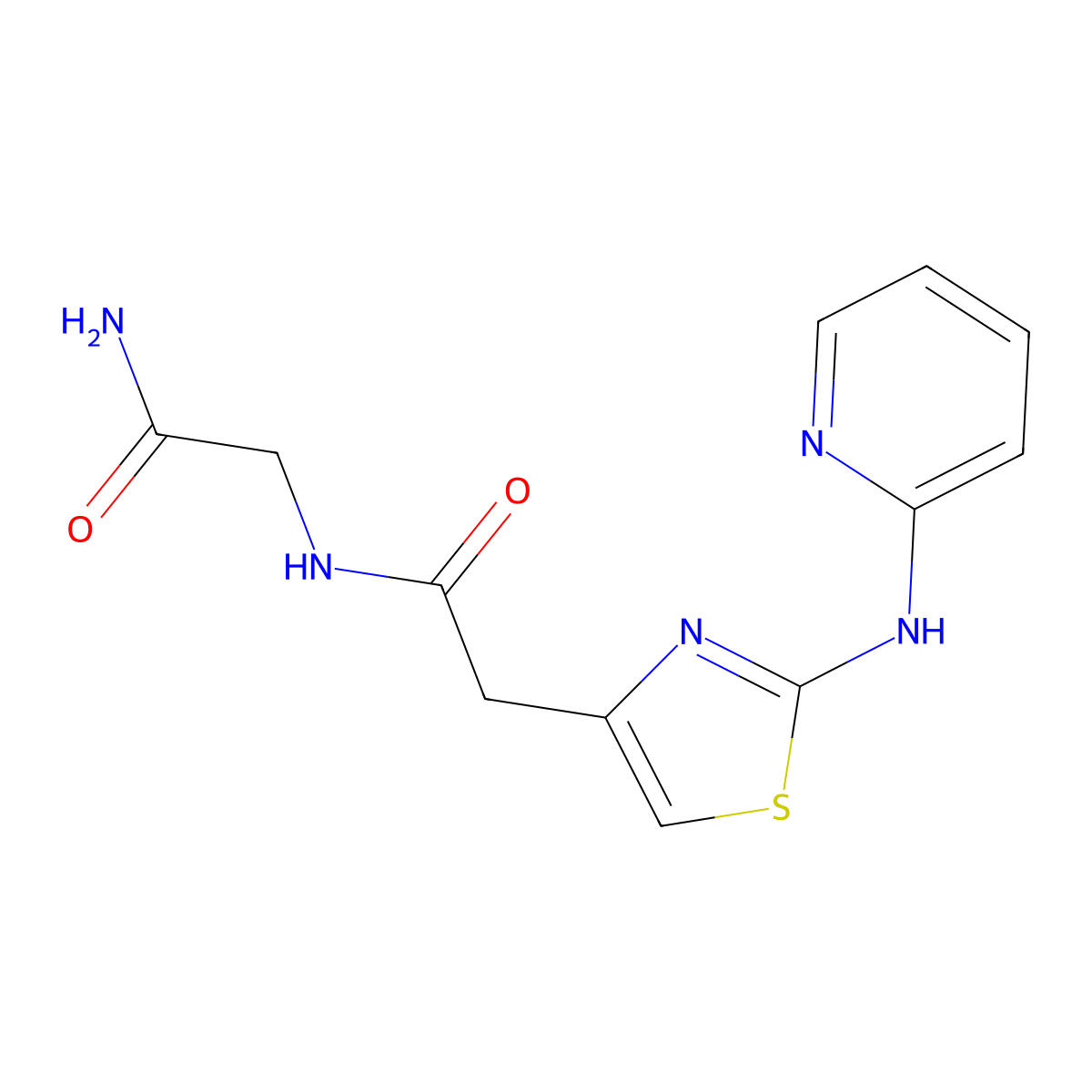 N-(2-amino-2-oxoethyl)-2-(2-(pyridin-2-ylamino)thiazol-4-yl)acetamide molecular structure, CAS 1226427-94-6