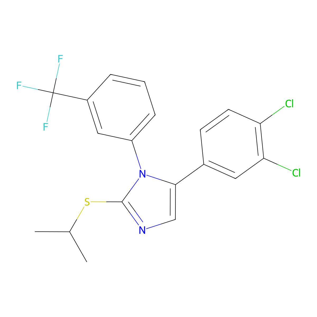 5-(3,4-dichlorophenyl)-2-(isopropylthio)-1-(3-(trifluoromethyl)phenyl)-1H-imidazole molecular structure, CAS 1226428-00-7