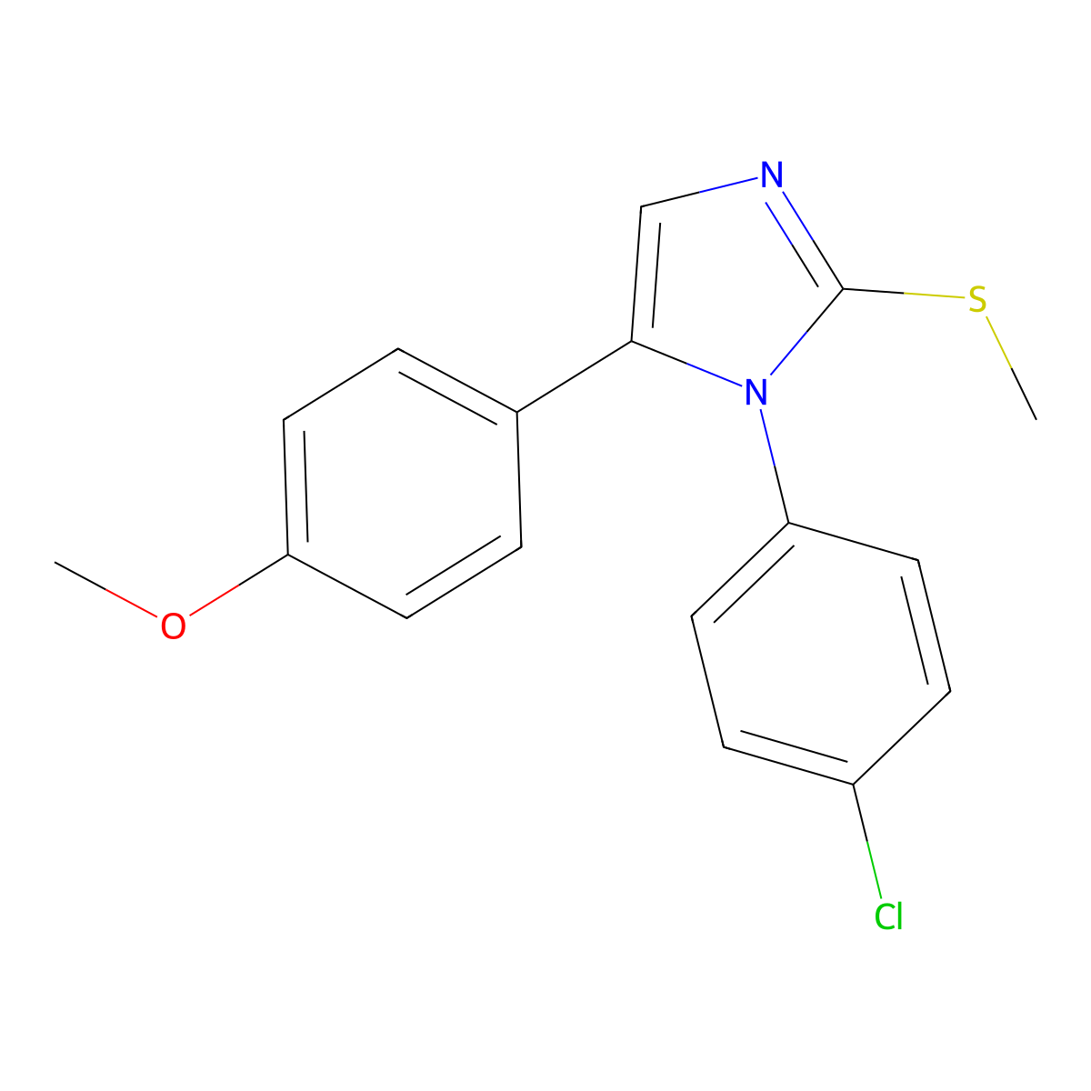 1-(4-chlorophenyl)-5-(4-methoxyphenyl)-2-(methylsulfanyl)-1H-imidazole molecular structure, CAS 1226428-11-0