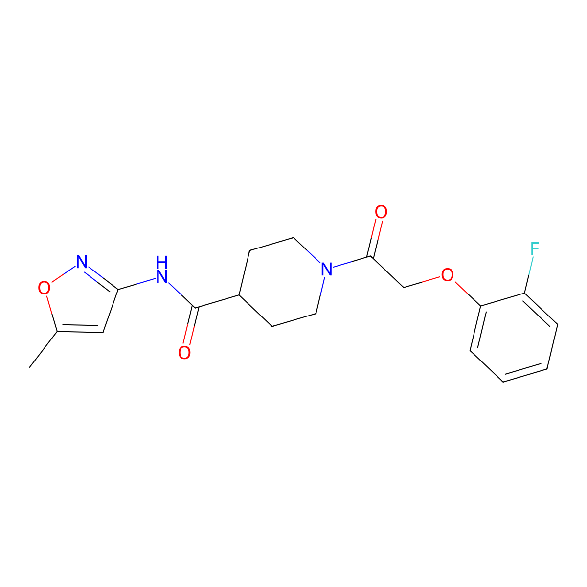 1-(2-(2-fluorophenoxy)acetyl)-N-(5-methylisoxazol-3-yl)piperidine-4-carboxamide molecular structure, CAS 1226428-13-2