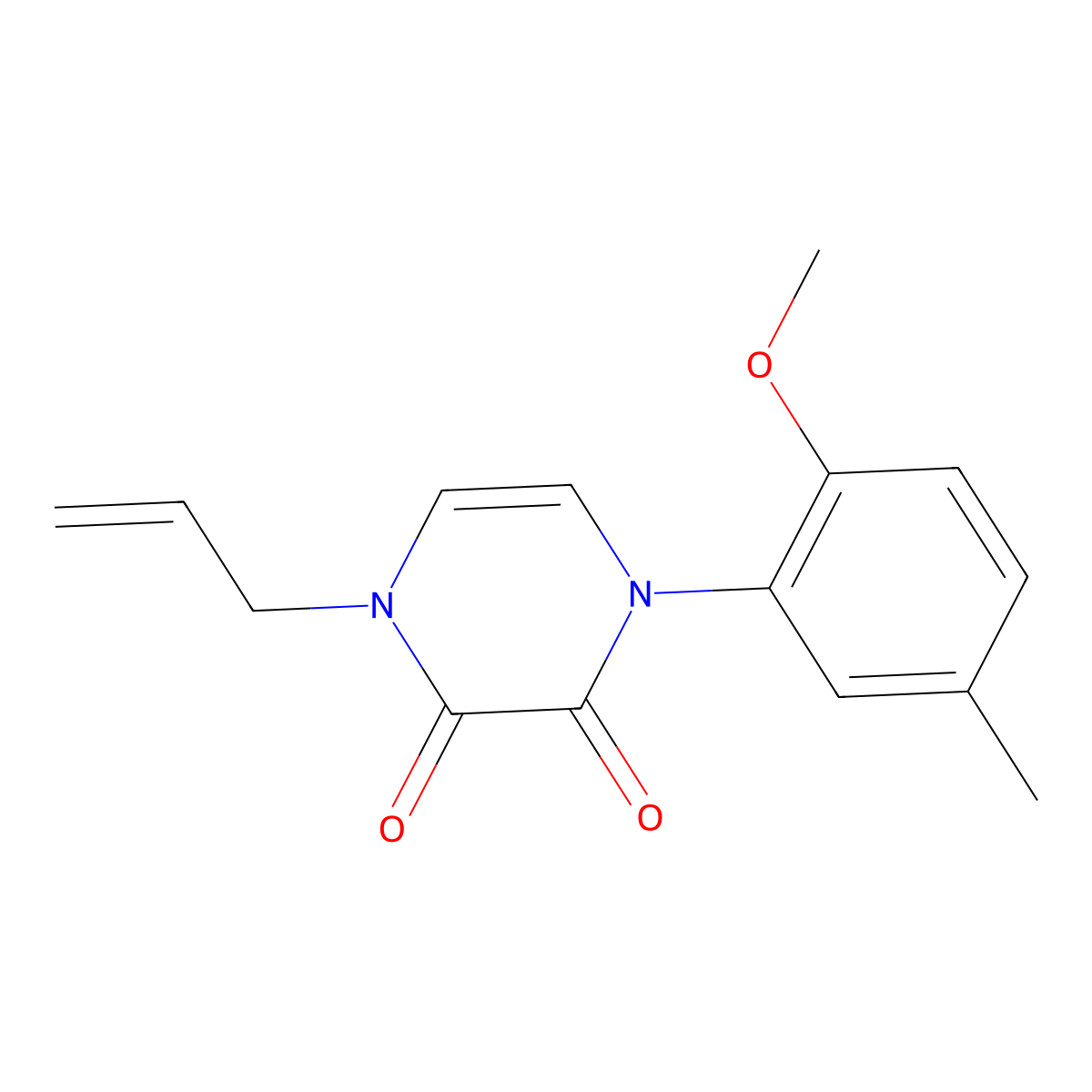 1-allyl-4-(2-methoxy-5-methylphenyl)pyrazine-2,3(1H,4H)-dione molecular structure, CAS 1226428-15-4
