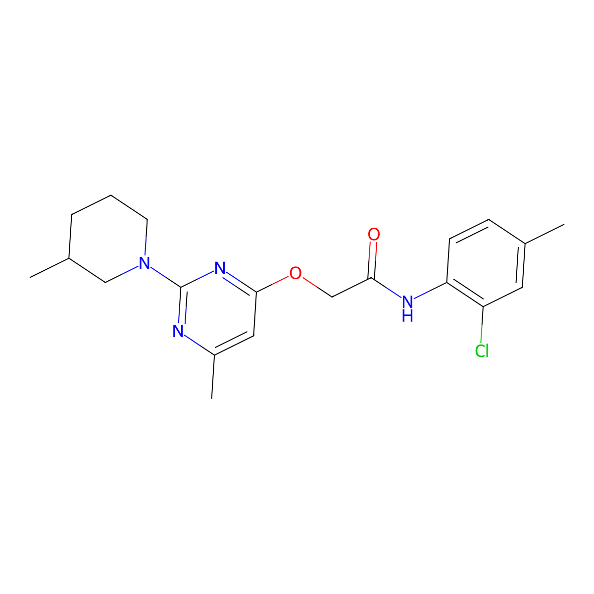 N-(2-chloro-4-methylphenyl)-2-{[6-methyl-2-(3-methylpiperidin-1-yl)pyrimidin-4-yl]oxy}acetamide molecular structure, CAS 1226428-38-1