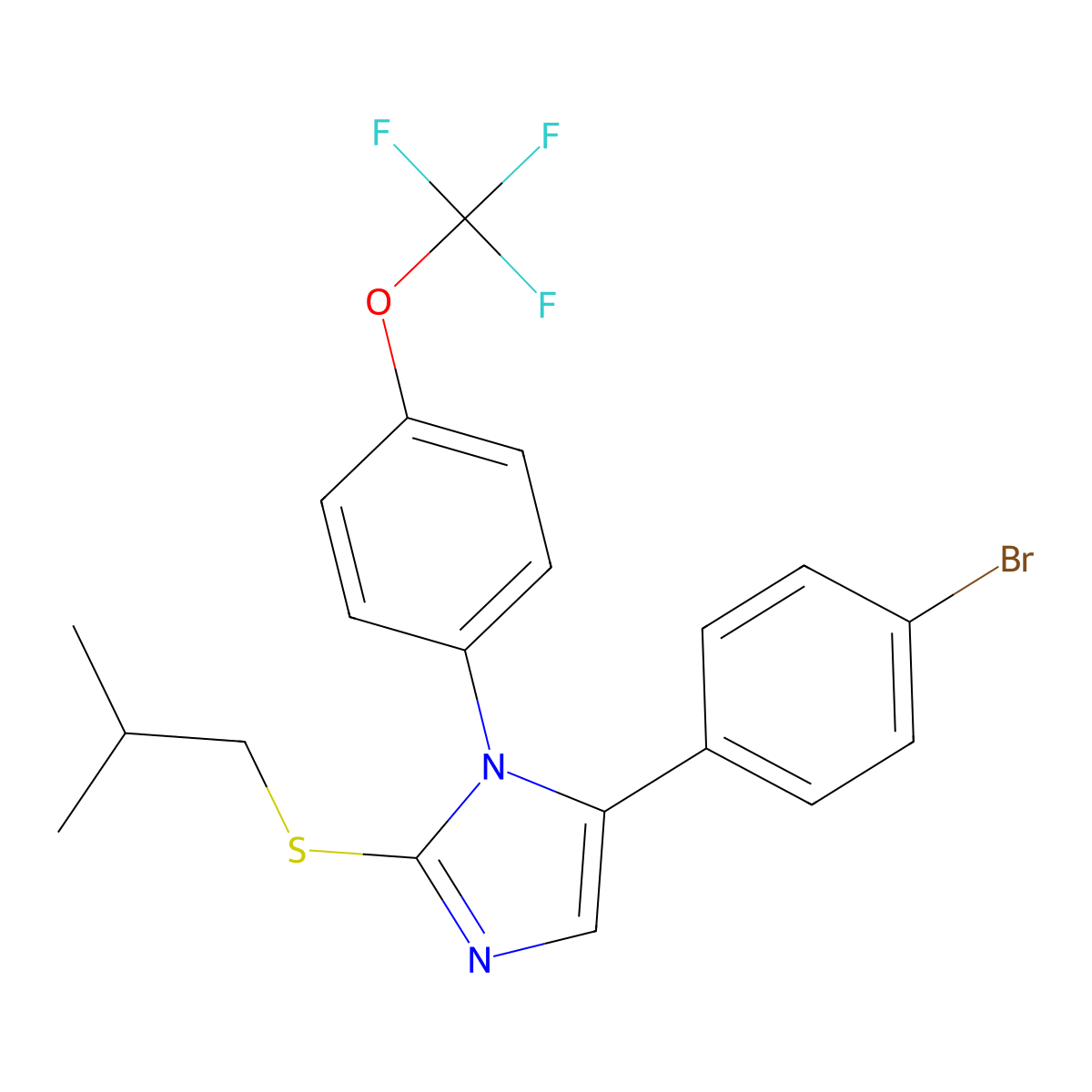 5-(4-bromophenyl)-2-(isobutylthio)-1-(4-(trifluoromethoxy)phenyl)-1H-imidazole molecular structure, CAS 1226428-47-2