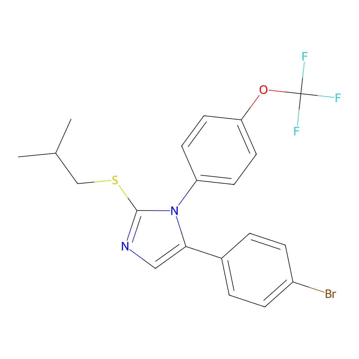 5-(4-bromophenyl)-2-(isobutylthio)-1-(4-(trifluoromethoxy)phenyl)-1H-imidazole molecular structure, CAS 1226428-47-2