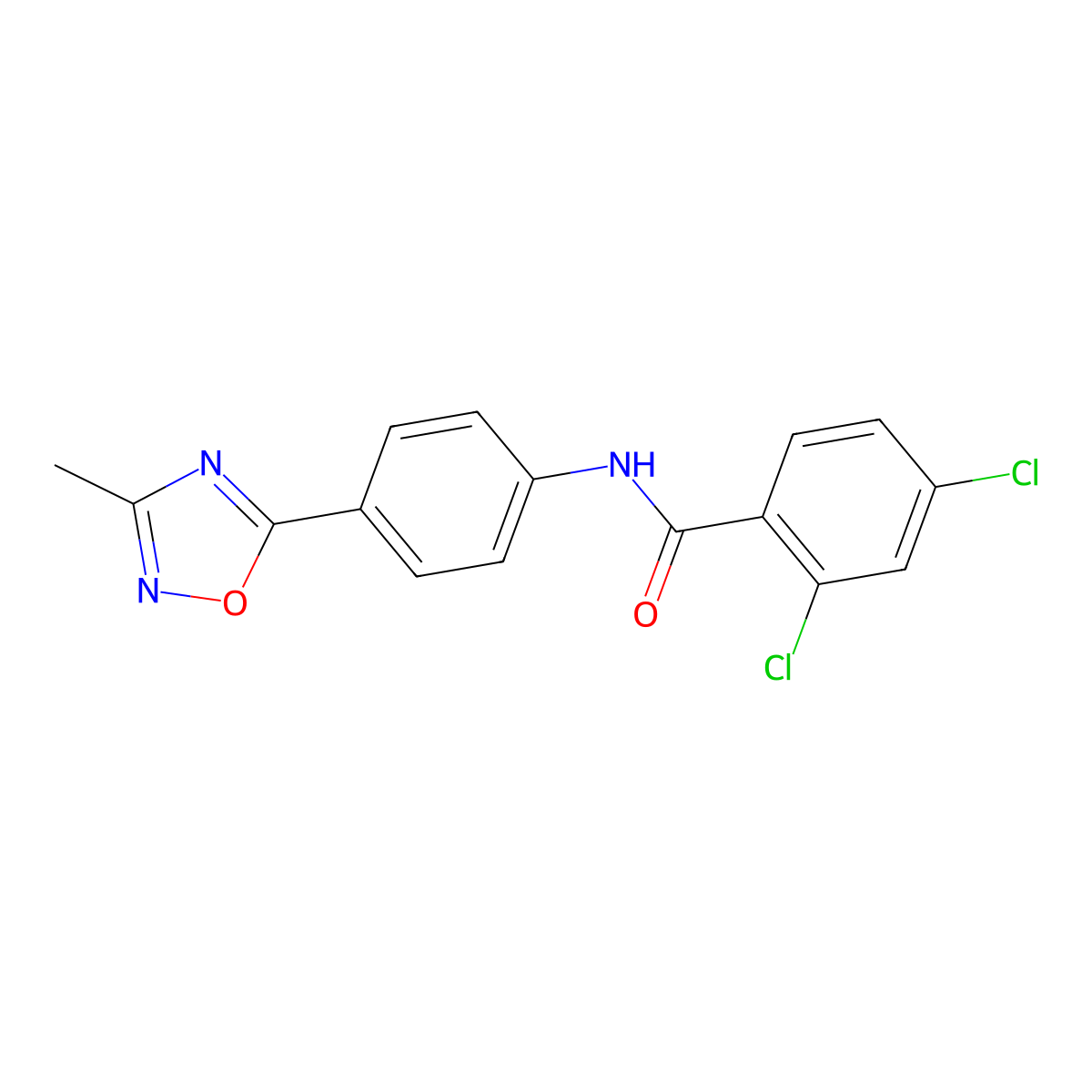 2,4-dichloro-N-[4-(3-methyl-1,2,4-oxadiazol-5-yl)phenyl]benzamide molecular structure, CAS 1226428-50-7