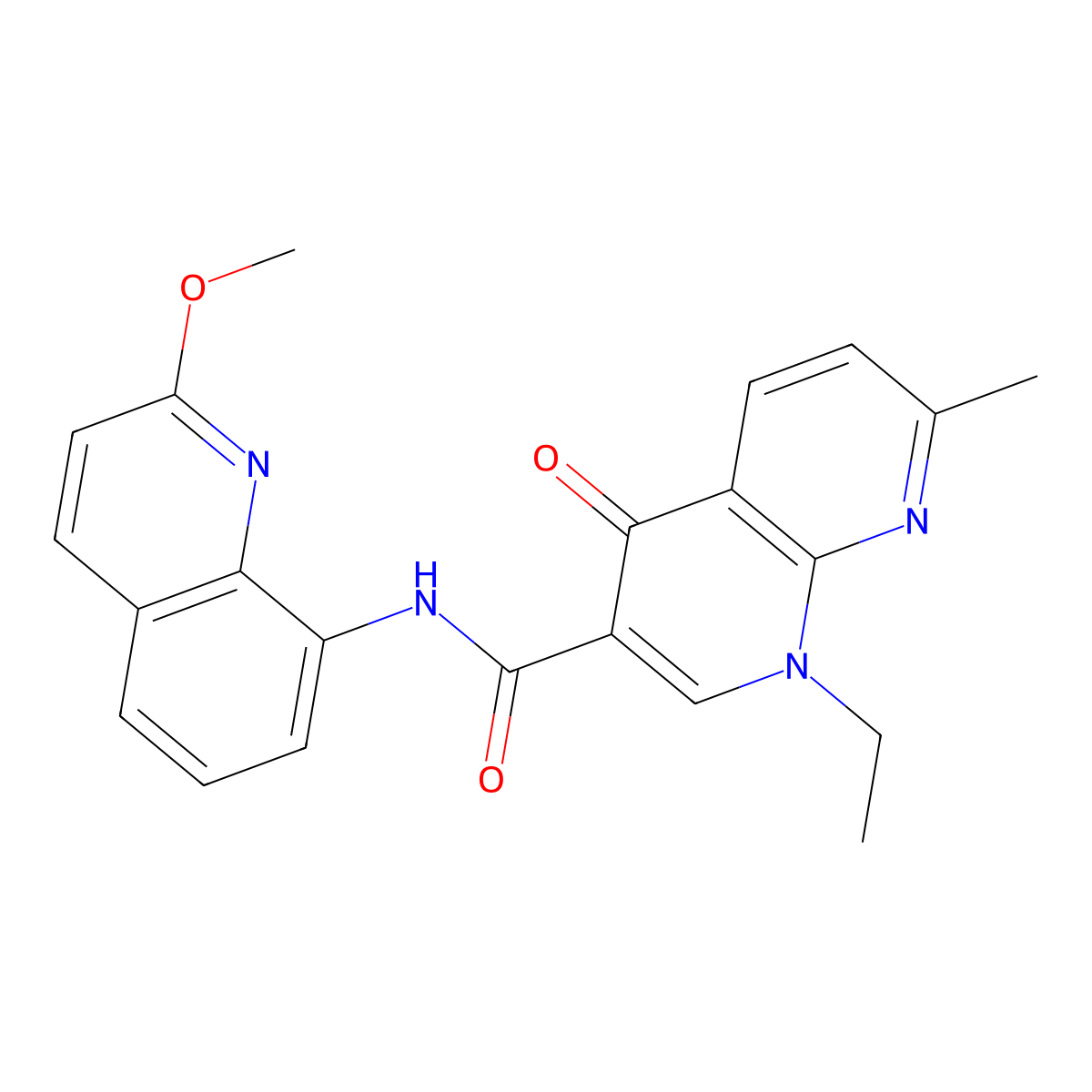1-ethyl-N-(2-methoxyquinolin-8-yl)-7-methyl-4-oxo-1,4-dihydro-1,8-naphthyridine-3-carboxamide molecular structure, CAS 1226428-52-9