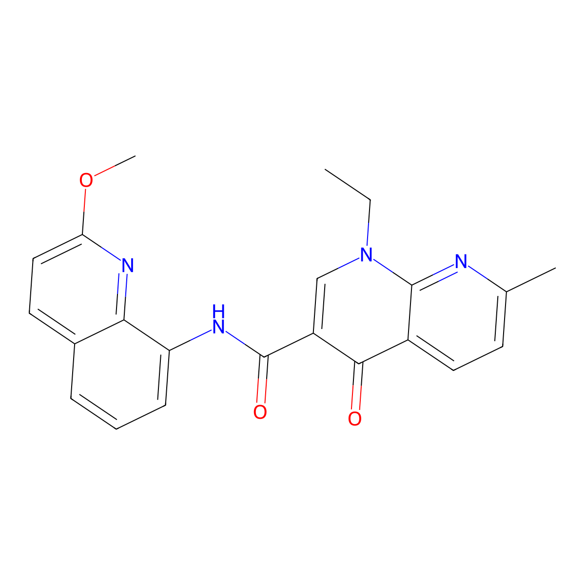 1-ethyl-N-(2-methoxyquinolin-8-yl)-7-methyl-4-oxo-1,4-dihydro-1,8-naphthyridine-3-carboxamide molecular structure, CAS 1226428-52-9