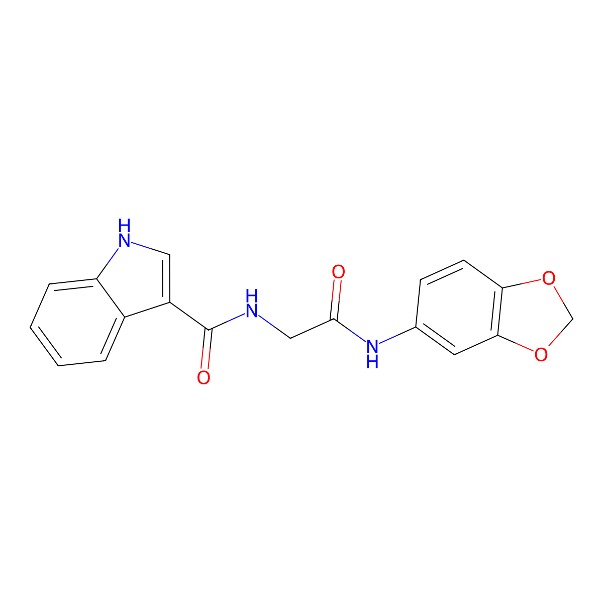 N-(2-(benzo[d][1,3]dioxol-5-ylamino)-2-oxoethyl)-1H-indole-3-carboxamide molecular structure, CAS 1226428-61-0