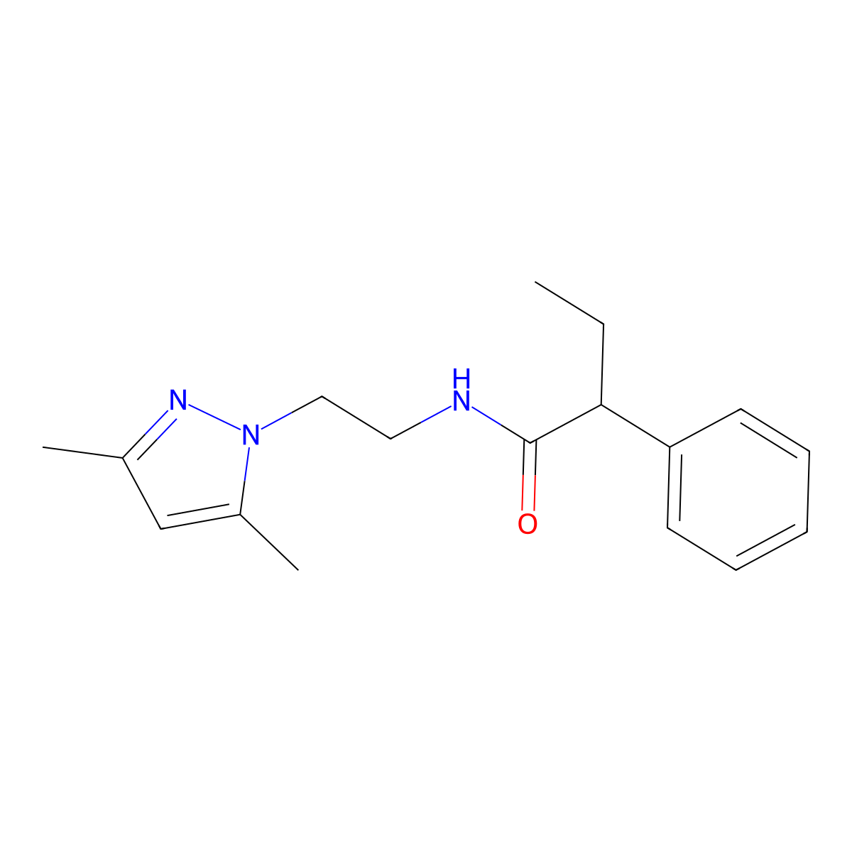 N-[2-(3,5-dimethyl-1H-pyrazol-1-yl)ethyl]-2-phenylbutanamide molecular structure, CAS 1226428-63-2