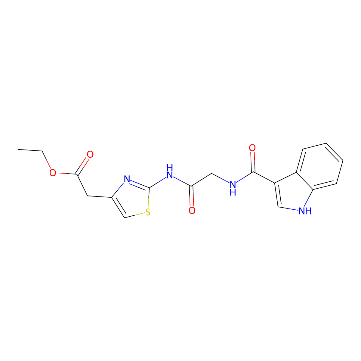 ethyl 2-(2-(2-(1H-indole-3-carboxamido)acetamido)thiazol-4-yl)acetate molecular structure, CAS 1226428-77-8
