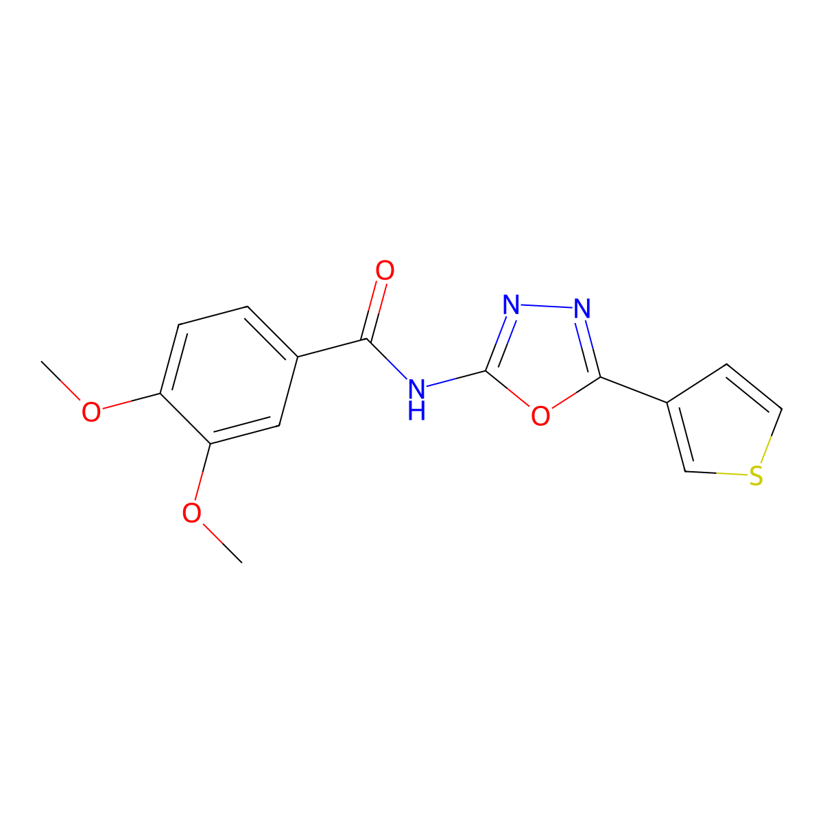 3,4-dimethoxy-N-(5-(thiophen-3-yl)-1,3,4-oxadiazol-2-yl)benzamide molecular structure, CAS 1226428-81-4