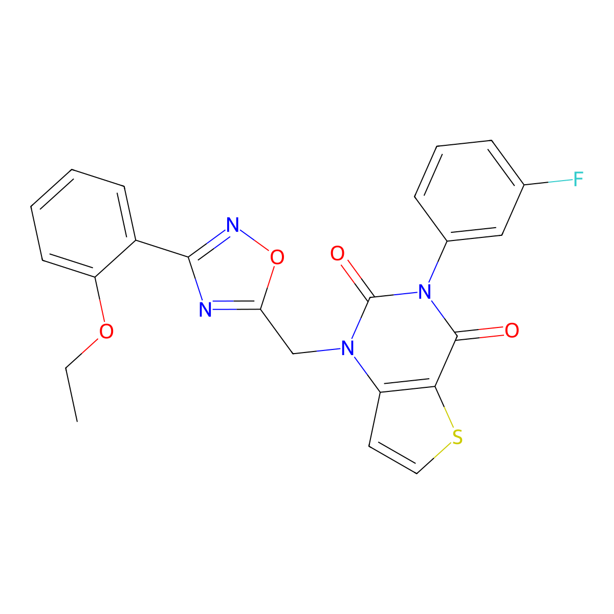 1-{[3-(2-ethoxyphenyl)-1,2,4-oxadiazol-5-yl]methyl}-3-(3-fluorophenyl)-1H,2H,3H,4H-thieno[3,2-d]pyrimidine-2,4-dione molecular structure, CAS 1226428-86-9