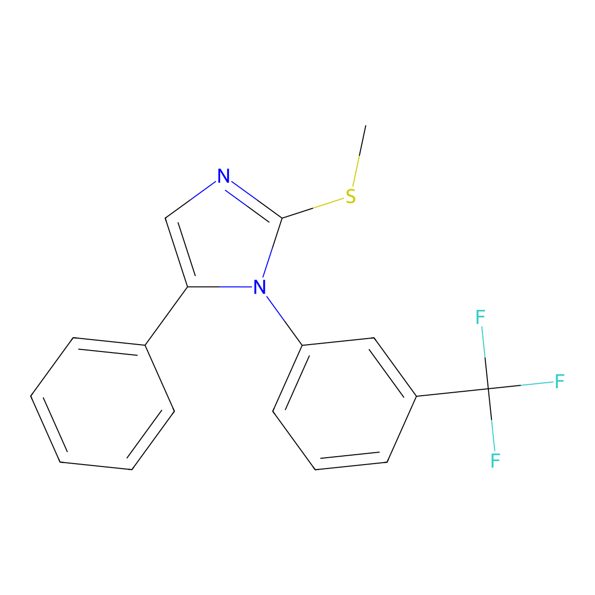 2-(methylthio)-5-phenyl-1-(3-(trifluoromethyl)phenyl)-1H-imidazole molecular structure, CAS 1226428-88-1