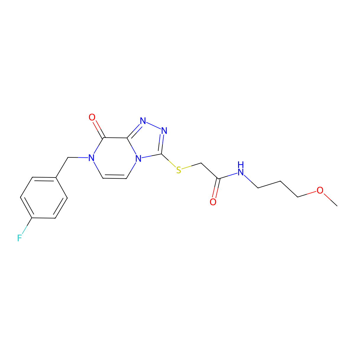 2-({7-[(4-fluorophenyl)methyl]-8-oxo-7H,8H-[1,2,4]triazolo[4,3-a]pyrazin-3-yl}sulfanyl)-N-(3-methoxypropyl)acetamide molecular structure, CAS 1226428-96-1
