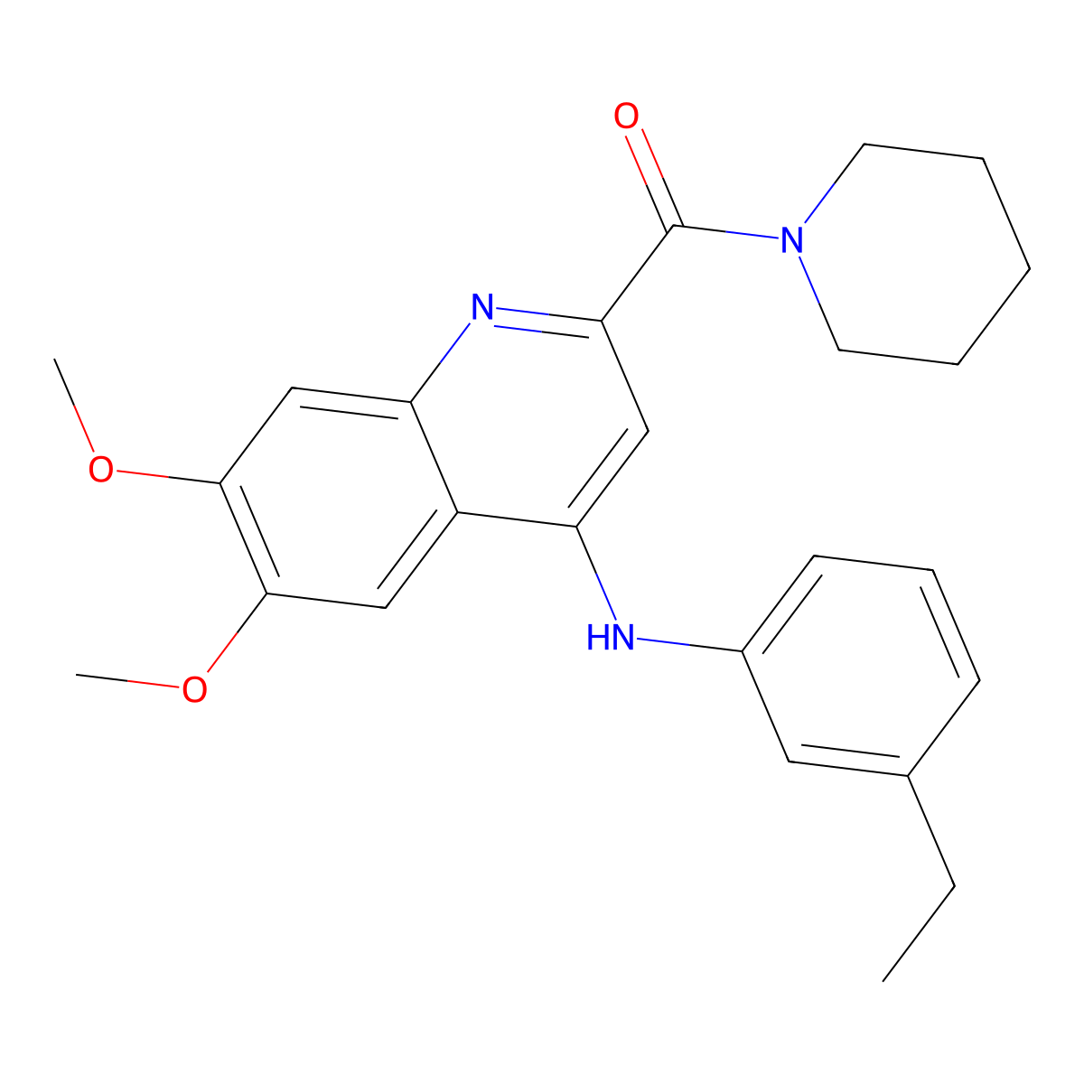N-(3-ethylphenyl)-6,7-dimethoxy-2-(piperidine-1-carbonyl)quinolin-4-amine molecular structure, CAS 1226428-98-3
