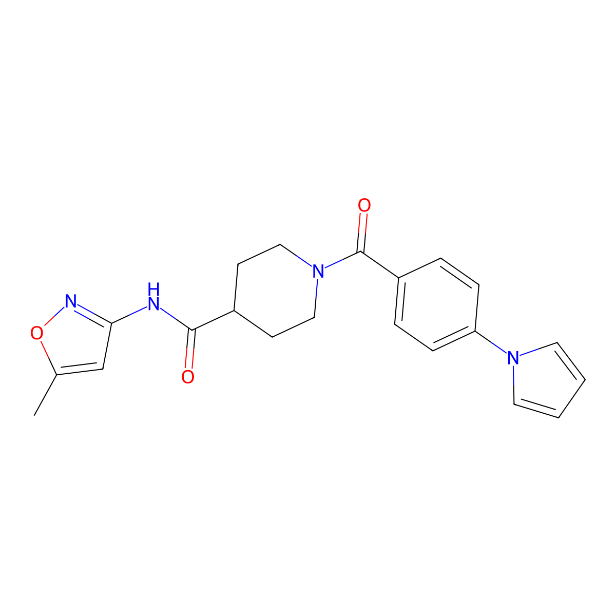 1-(4-(1H-pyrrol-1-yl)benzoyl)-N-(5-methylisoxazol-3-yl)piperidine-4-carboxamide molecular structure, CAS 1226428-99-4