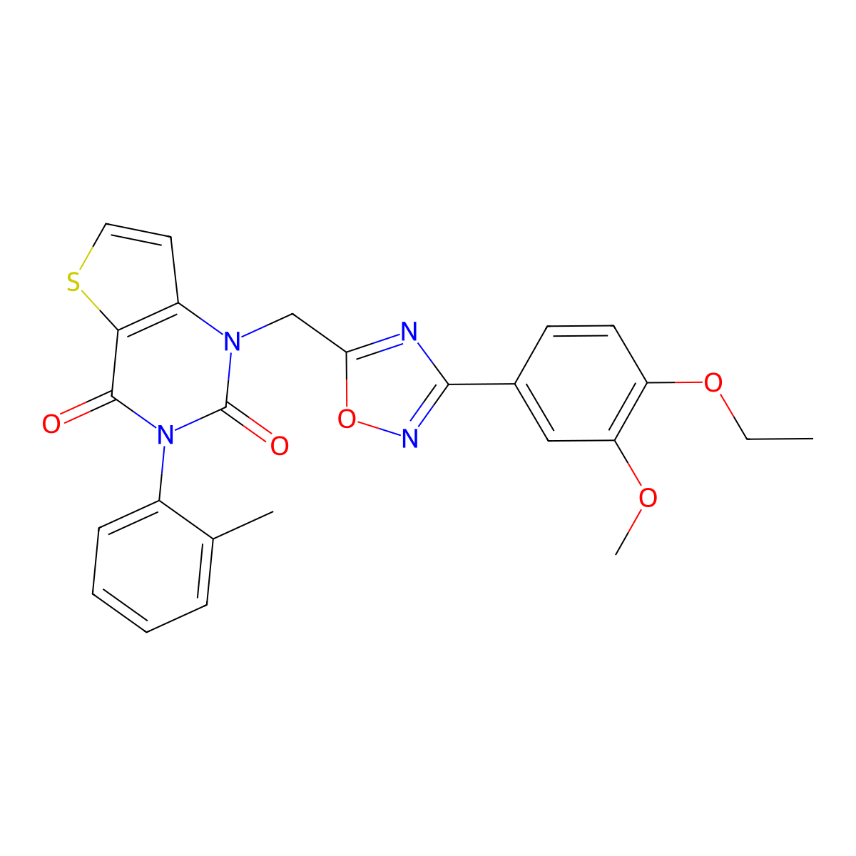 1-((3-(4-ethoxy-3-methoxyphenyl)-1,2,4-oxadiazol-5-yl)methyl)-3-(o-tolyl)thieno[3,2-d]pyrimidine-2,4(1H,3H)-dione molecular structure, CAS 1226429-04-4
