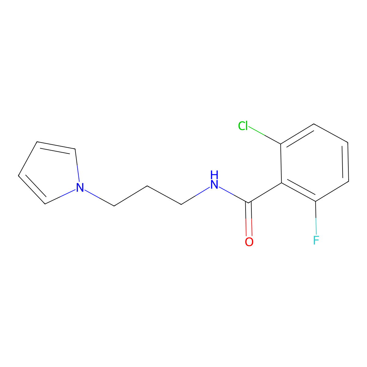 N-(3-(1H-pyrrol-1-yl)propyl)-2-chloro-6-fluorobenzamide molecular structure, CAS 1226429-05-5