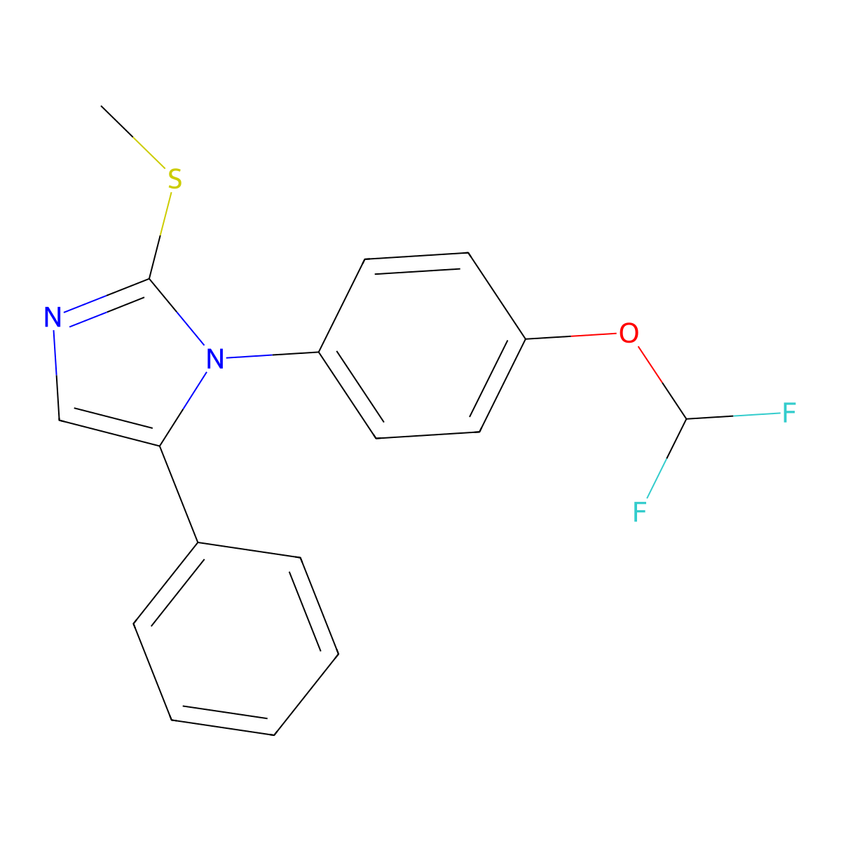 1-(4-(difluoromethoxy)phenyl)-2-(methylthio)-5-phenyl-1H-imidazole molecular structure, CAS 1226429-09-9