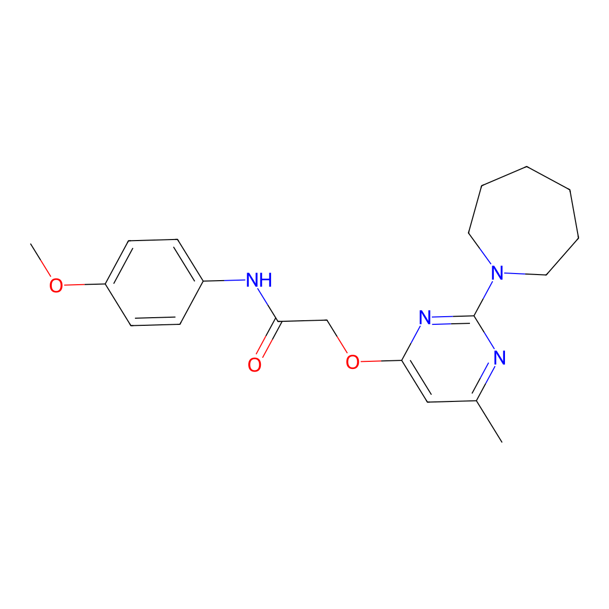 2-{[2-(azepan-1-yl)-6-methylpyrimidin-4-yl]oxy}-N-(4-methoxyphenyl)acetamide molecular structure, CAS 1226429-17-9
