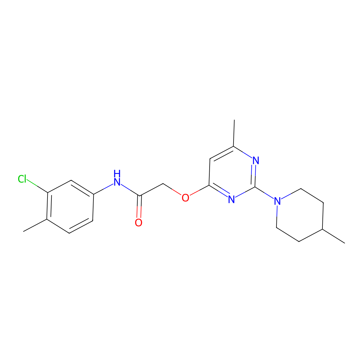 N-(3-chloro-4-methylphenyl)-2-{[6-methyl-2-(4-methylpiperidin-1-yl)pyrimidin-4-yl]oxy}acetamide molecular structure, CAS 1226429-18-0
