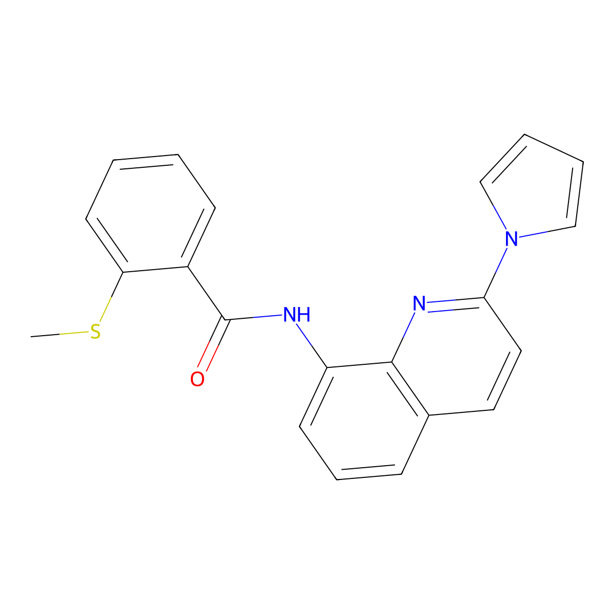 N-(2-(1H-pyrrol-1-yl)quinolin-8-yl)-2-(methylthio)benzamide molecular structure, CAS 1226429-20-4