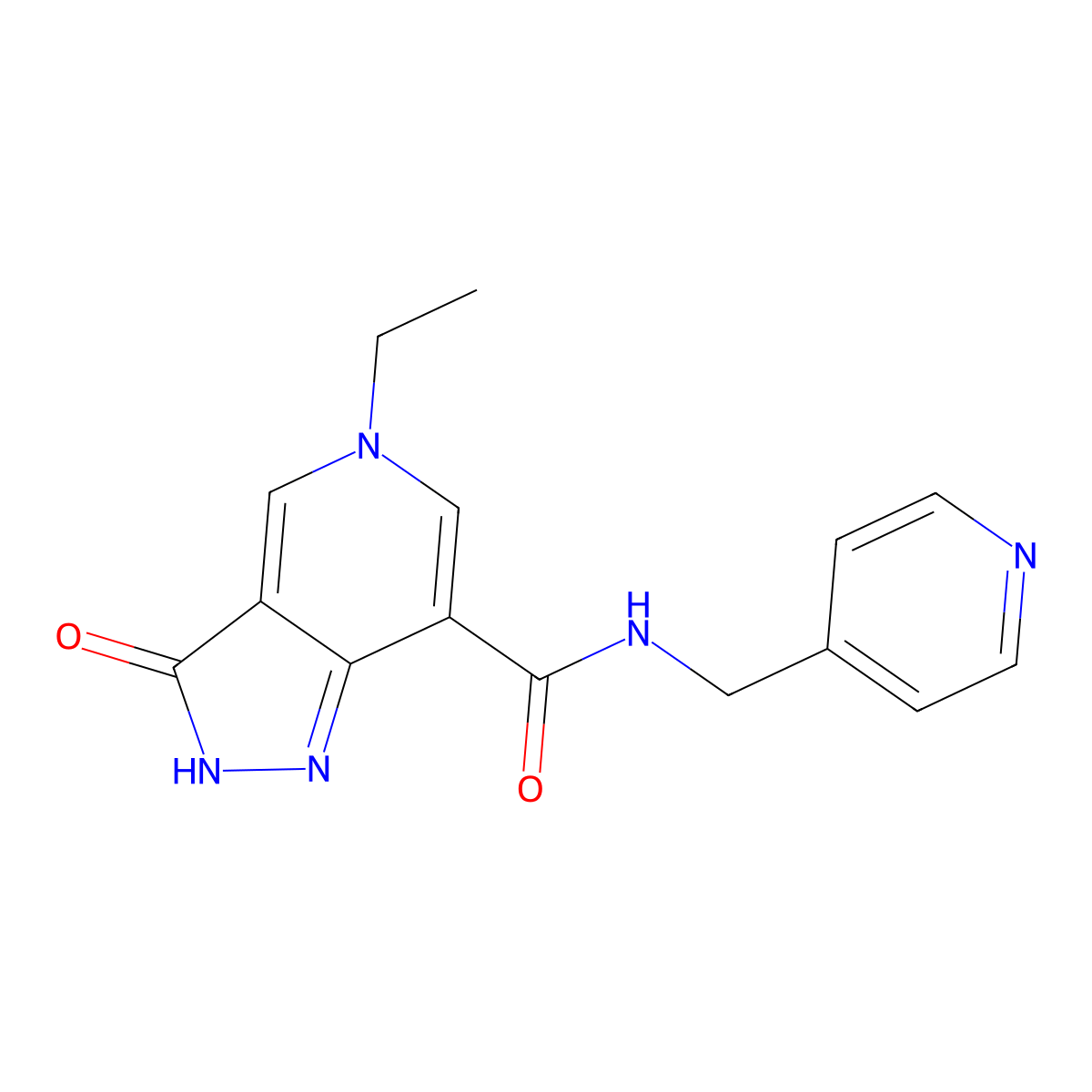 5-ethyl-3-oxo-N-(pyridin-4-ylmethyl)-3,5-dihydro-2H-pyrazolo[4,3-c]pyridine-7-carboxamide molecular structure, CAS 1226429-22-6
