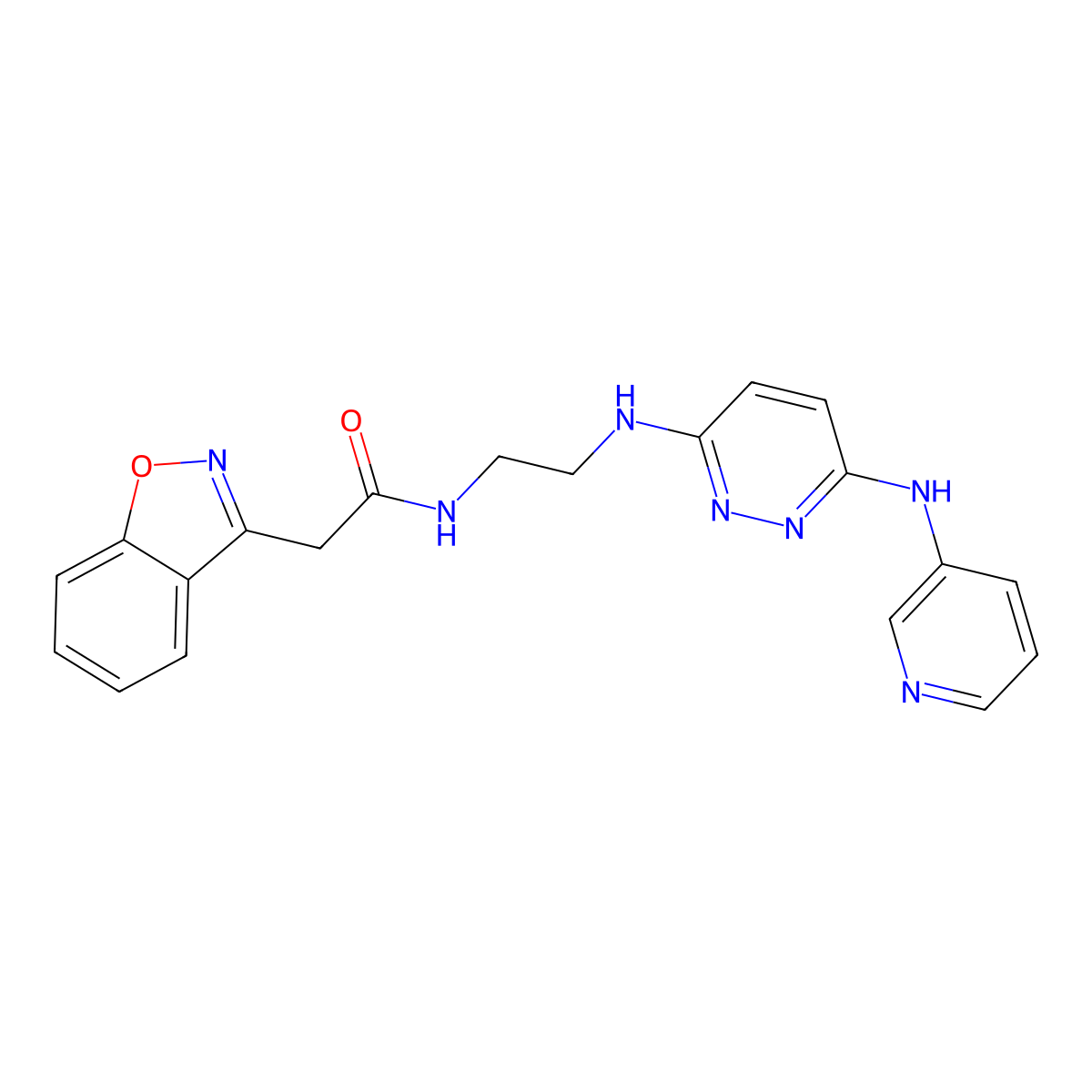 2-(benzo[d]isoxazol-3-yl)-N-(2-((6-(pyridin-3-ylamino)pyridazin-3-yl)amino)ethyl)acetamide molecular structure, CAS 1226429-29-3