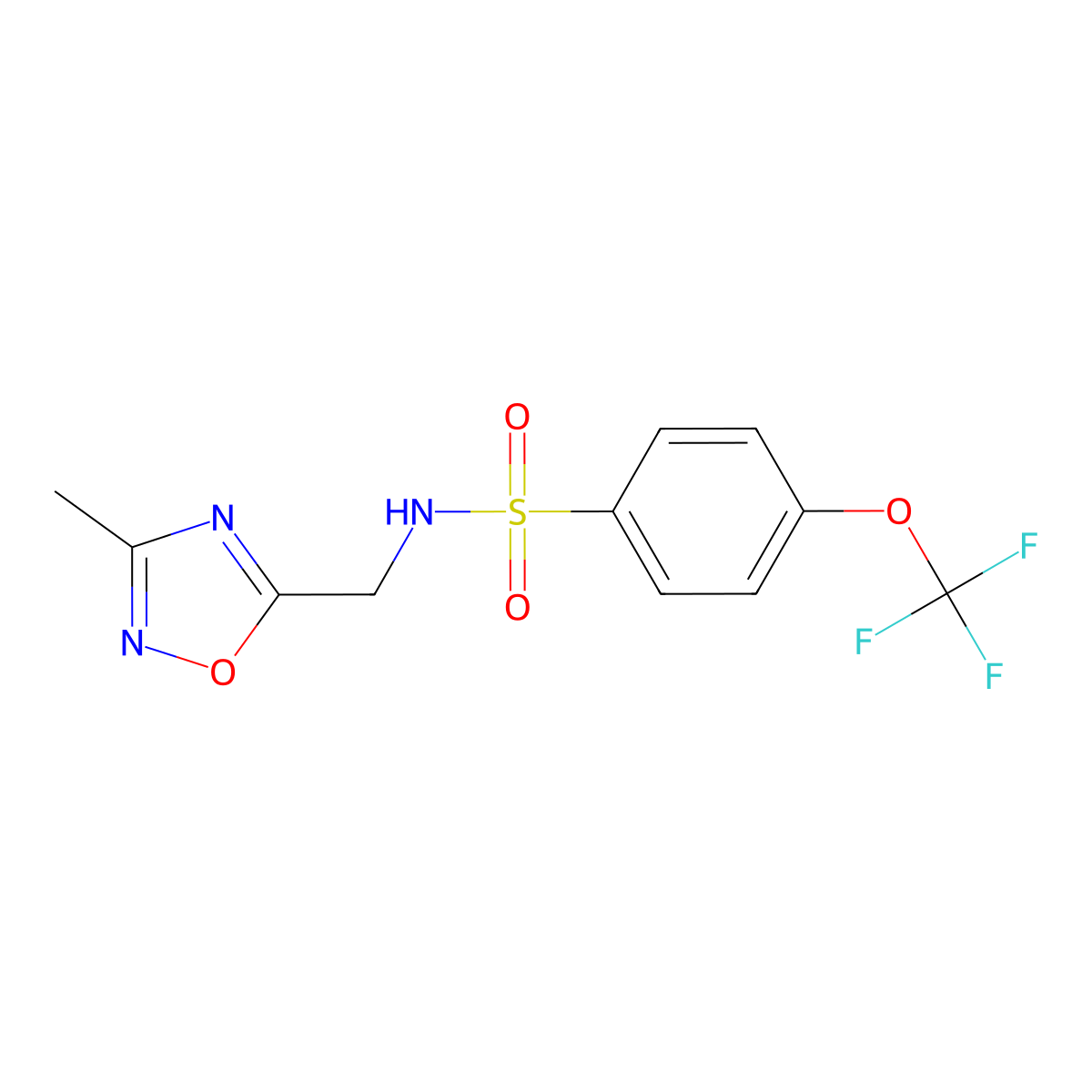 N-((3-methyl-1,2,4-oxadiazol-5-yl)methyl)-4-(trifluoromethoxy)benzenesulfonamide molecular structure, CAS 1226429-33-9