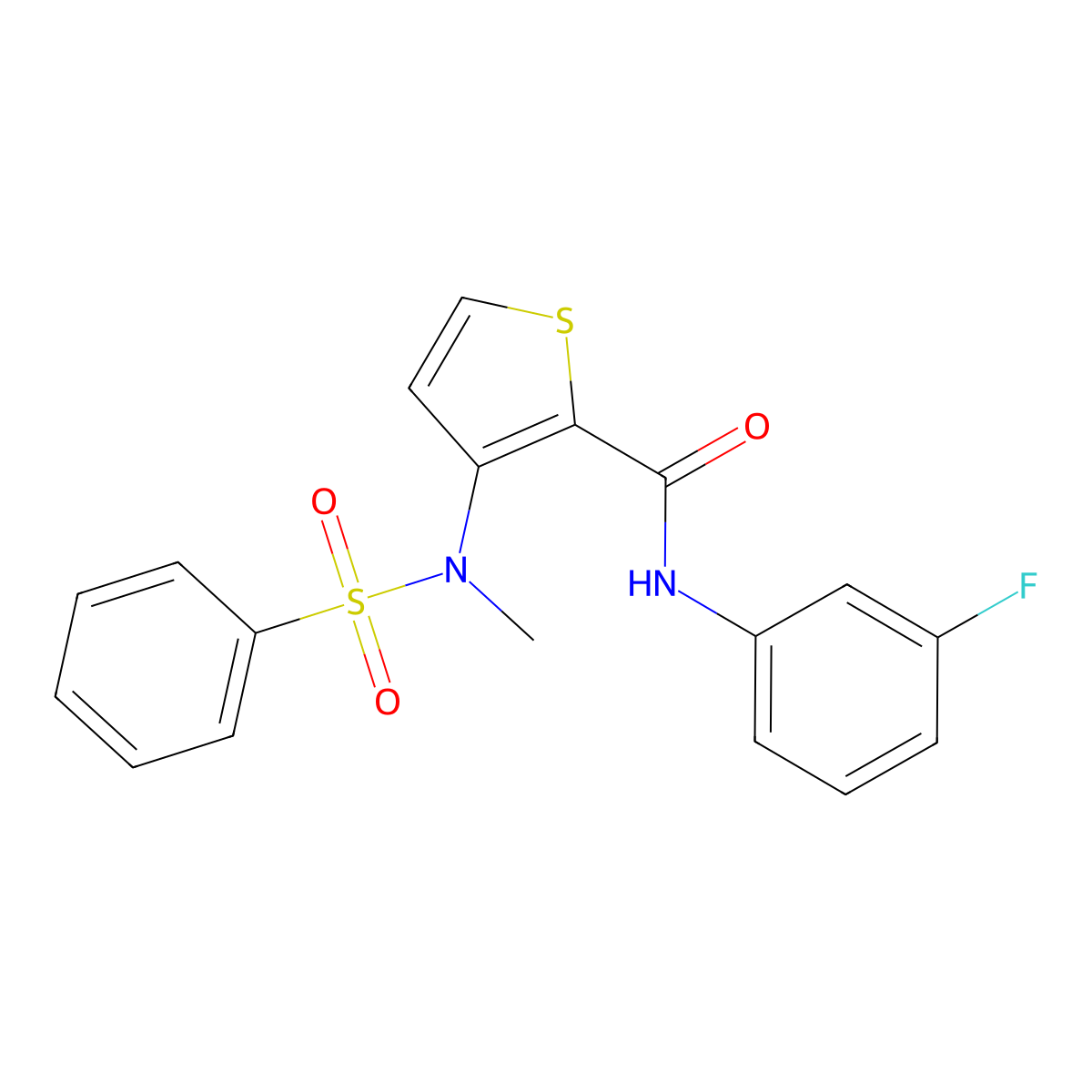 N-(3-fluorophenyl)-3-(N-methylbenzenesulfonamido)thiophene-2-carboxamide molecular structure, CAS 1226429-40-8