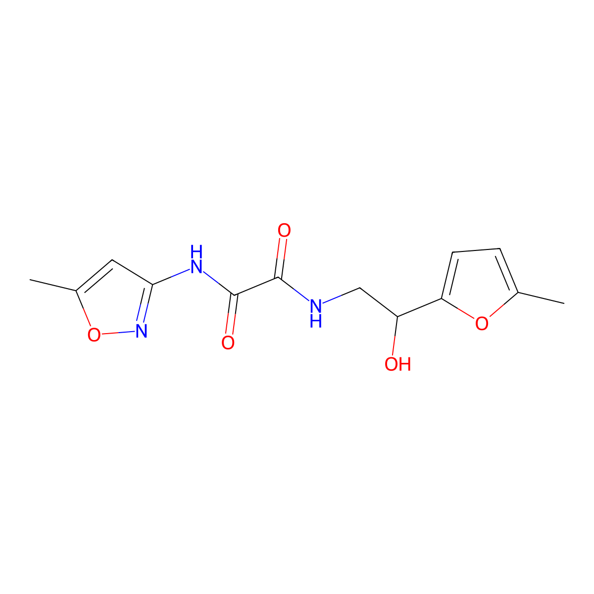 N1-(2-hydroxy-2-(5-methylfuran-2-yl)ethyl)-N2-(5-methylisoxazol-3-yl)oxalamide molecular structure, CAS 1226429-44-2