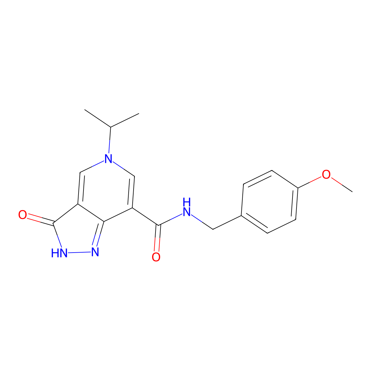 5-isopropyl-N-(4-methoxybenzyl)-3-oxo-3,5-dihydro-2H-pyrazolo[4,3-c]pyridine-7-carboxamide molecular structure, CAS 1226429-45-3