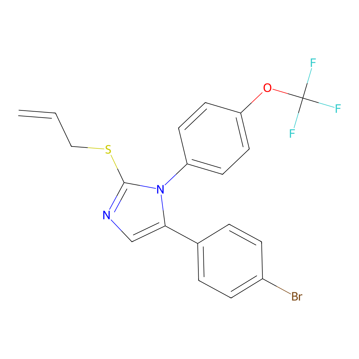 2-(allylthio)-5-(4-bromophenyl)-1-(4-(trifluoromethoxy)phenyl)-1H-imidazole molecular structure, CAS 1226429-50-0