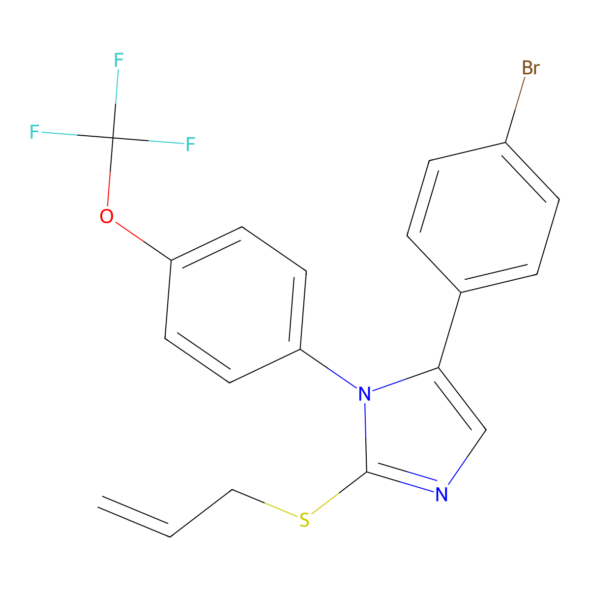 2-(allylthio)-5-(4-bromophenyl)-1-(4-(trifluoromethoxy)phenyl)-1H-imidazole molecular structure, CAS 1226429-50-0